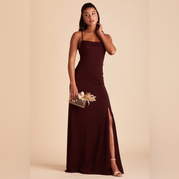 Birdy Grey Dresses & Skirts - Birdy Grey Ash Crepe Cabernet Drape Cowl Neck Maroon Burgundy Maxi Dress XS